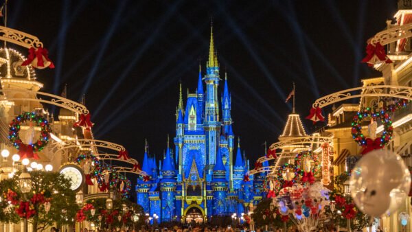 cinderella castle christmas holiday transformation projections 10