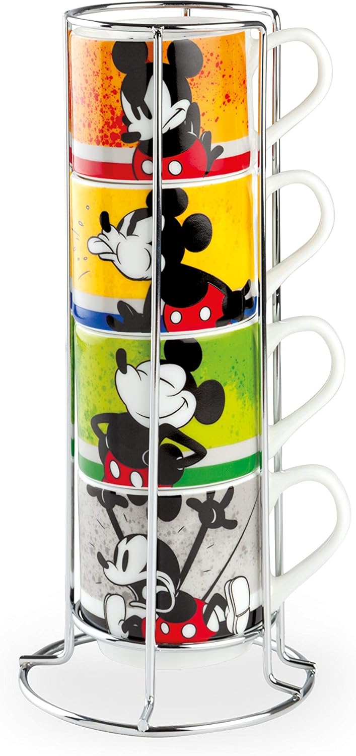 Lot de 4 tasses à café empilables Mickey
