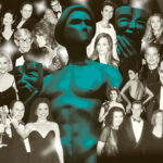Collage d'acteurs et de célébrités en tenue de soirée au Disney Triomphe Aux Actors Awards 2026, avec au centre une grande statue de masque de théâtre turquoise et Martin Short de Only Murders In The Building.