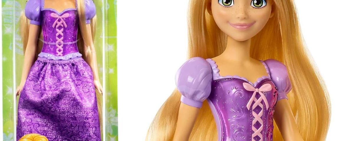 Mattel Disney Princesses Raiponce, Poupée Articulée Princesse , Inclus Une Tenue Du Film Scintillante, Couronne Diadème Et Accessoires De Poupée, Jouet pour Enfant de 3 ans et Plus, HLW10 HLW03
