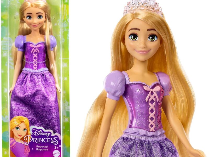 Mattel Disney Princesses Raiponce, Poupée Articulée Princesse , Inclus Une Tenue Du Film Scintillante, Couronne Diadème Et Accessoires De Poupée, Jouet pour Enfant de 3 ans et Plus, HLW10 HLW03