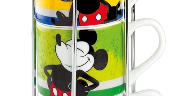 Egan Lot de 4 tasses à café empilables Mickey, Am + Metalrack ML. 80 PWM02I/4AM