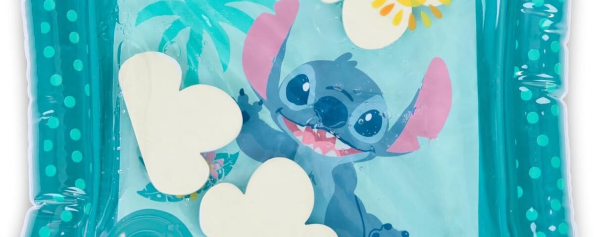 Bright Starts, Tapis d'Eau Disney Baby Stitch Water Mat, Activités à Plat Ventre, Jouets Flottants, Facile à Nettoyer, Pour Nouveau-nés et Plus