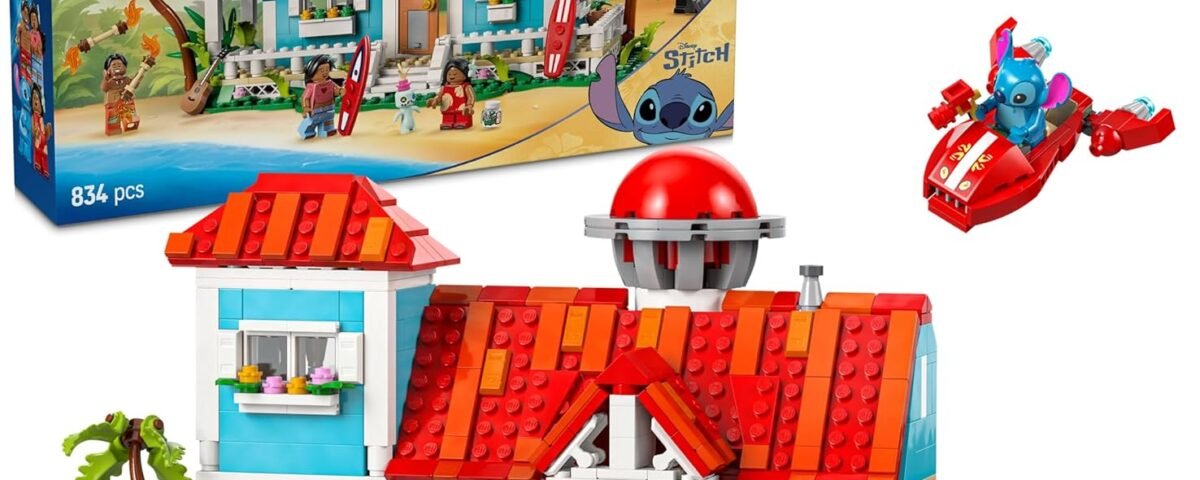 LEGO ǀ Disney La Maison sur la Plage de Lilo et Stitch - Jeu de Construction avec 6 Chambres, observatoire, Vaisseau et 5 minifigurines - Cadeau d'anniversaire pour Filles et garçons dès 9 Ans 43268
