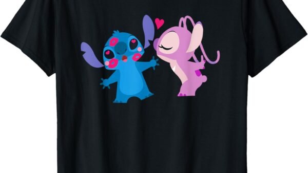 Disney Stitch and Angel Valentine’s Day Kisses T-Shirt