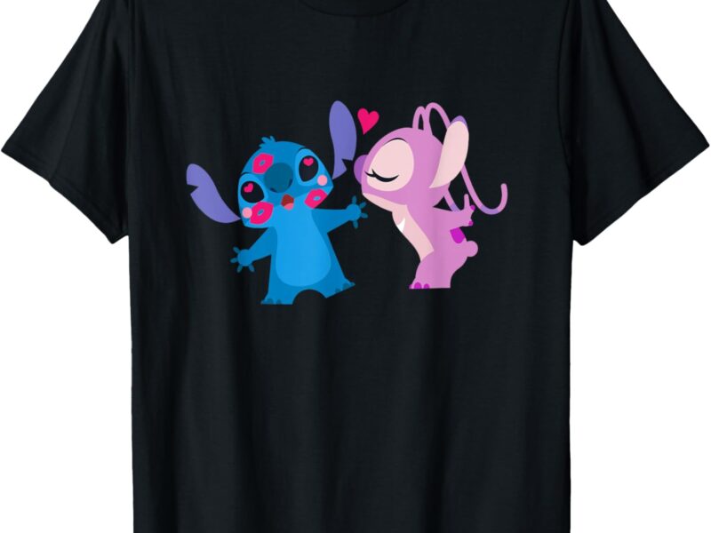 Disney Stitch and Angel Valentine’s Day Kisses T-Shirt