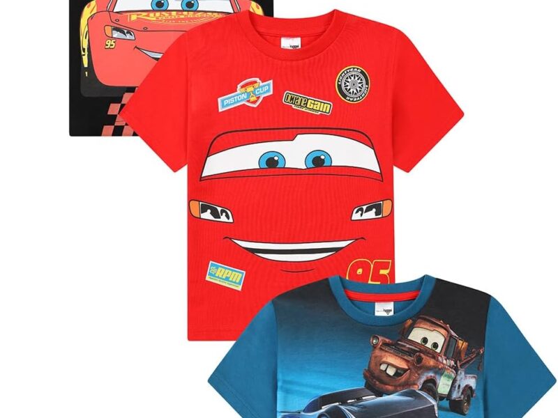 Disney Lot de 3 t-shirts pour enfants Cars