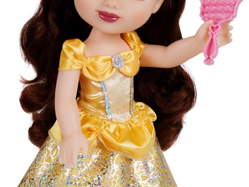 Disney Princesse - Poupée 38cm Belle - Licence Officielle Disney - Collection Mon Amie Princesse - Robe Effets Argentés Et Brosse Incluse - Poupée à Collectionner - Cadeau Enfants Dès 3 Ans