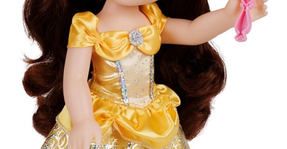 Disney Princesse - Poupée 38cm Belle - Licence Officielle Disney - Collection Mon Amie Princesse - Robe Effets Argentés Et Brosse Incluse - Poupée à Collectionner - Cadeau Enfants Dès 3 Ans
