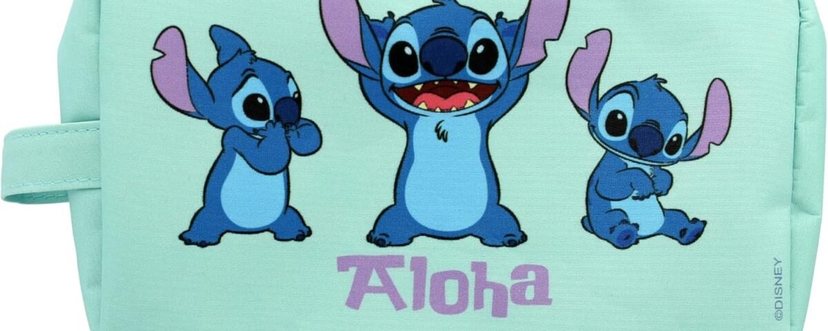 DISNEY STITCH - Trousse de Toilette Aloha Lilo & Stitch - Format Médium - Idéal Rangement et Voyage - pour Enfant, Adolescent, Adulte - Bleu - Produit Officiel