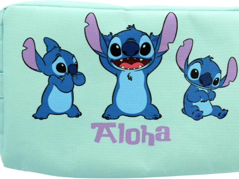 DISNEY STITCH - Trousse de Toilette Aloha Lilo & Stitch - Format Médium - Idéal Rangement et Voyage - pour Enfant, Adolescent, Adulte - Bleu - Produit Officiel