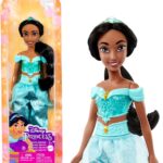 Mattel Princesses Disney Poupée Jasmine articulée avec tenue scintillante et accessoires dont chaussures et diadème, Jouet Enfant, Dès 3 ans, HLW12
