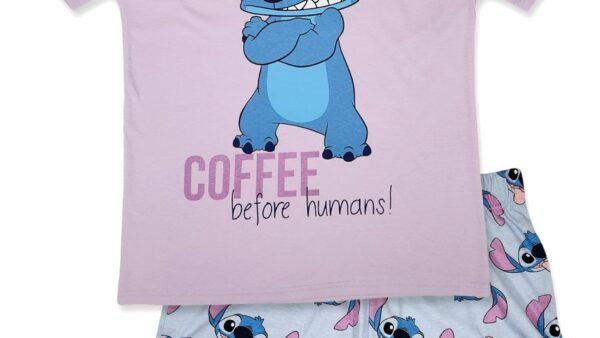 Disney Lilo & Stitch Pyjama Court 100% Coton Peigné pour Femme