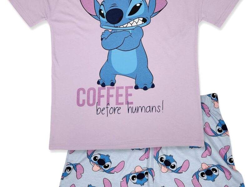 Disney Lilo & Stitch Pyjama Court 100% Coton Peigné pour Femme