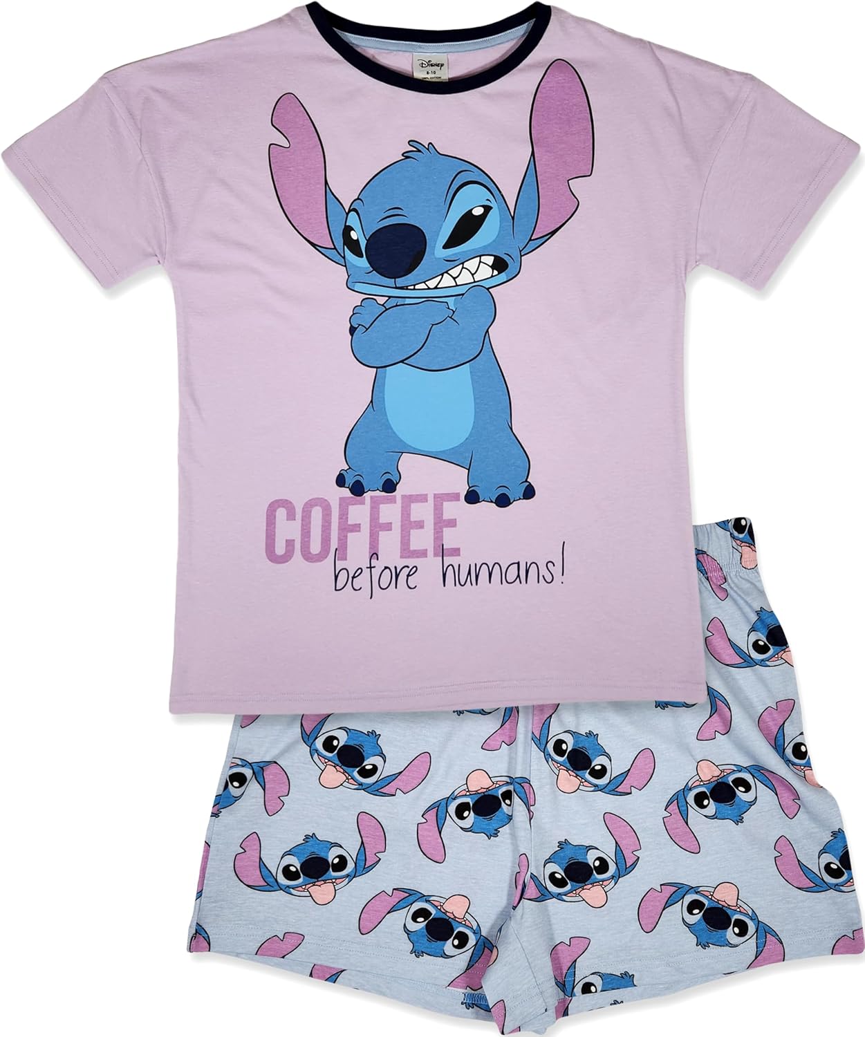 Disney Lilo & Stitch Pyjama Court 100% Coton Peigné pour Femme