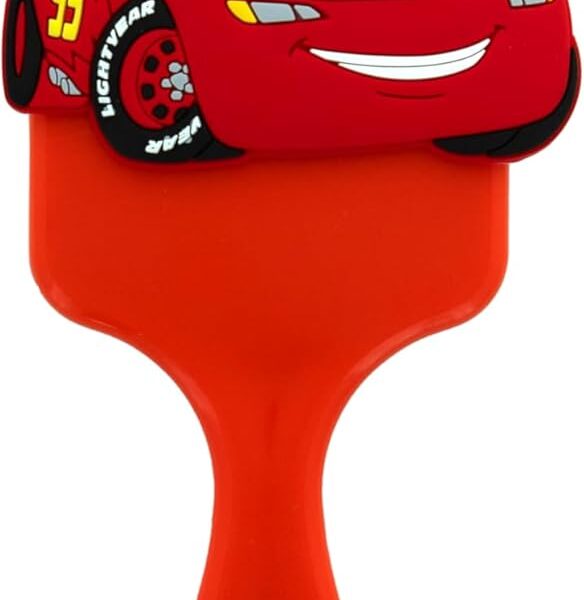 DISNEY Pixar - Brosse à cheveux silicone 3D Flash McQueen - CARS - Tous types de cheveux - Produit Officiel Disney