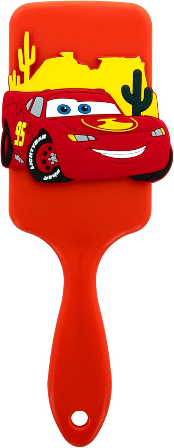 DISNEY Pixar - Brosse à cheveux silicone 3D Flash McQueen - CARS - Tous types de cheveux - Produit Officiel Disney