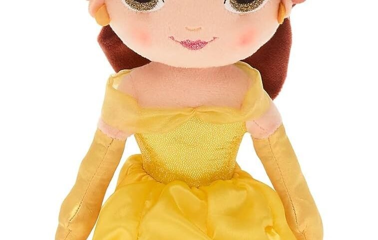 Disney Store Poupée de Chiffon Belle, La Belle et la Bête, 36 cm, Peluche câlin Personnage avec Robe Iconique, Coiffure Classique et détails brodés