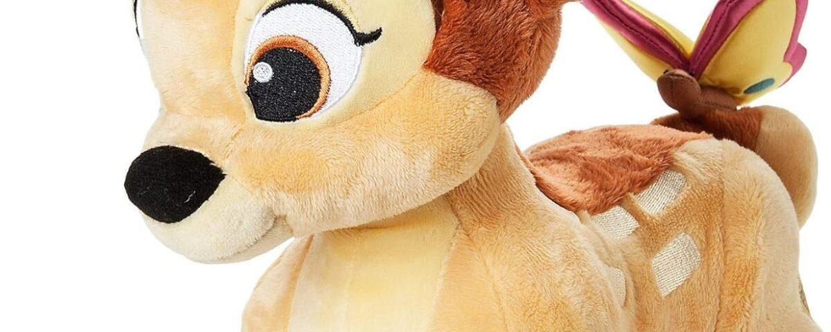 Disney Store Officiel Peluche Moyenne Bambi, 28 cm, Figure Douce avec Papillon 3D sur la Queue et Détails Brodés, pour Enfants Dès la Naissance