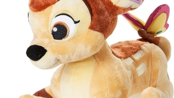 Disney Store Officiel Peluche Moyenne Bambi, 28 cm, Figure Douce avec Papillon 3D sur la Queue et Détails Brodés, pour Enfants Dès la Naissance