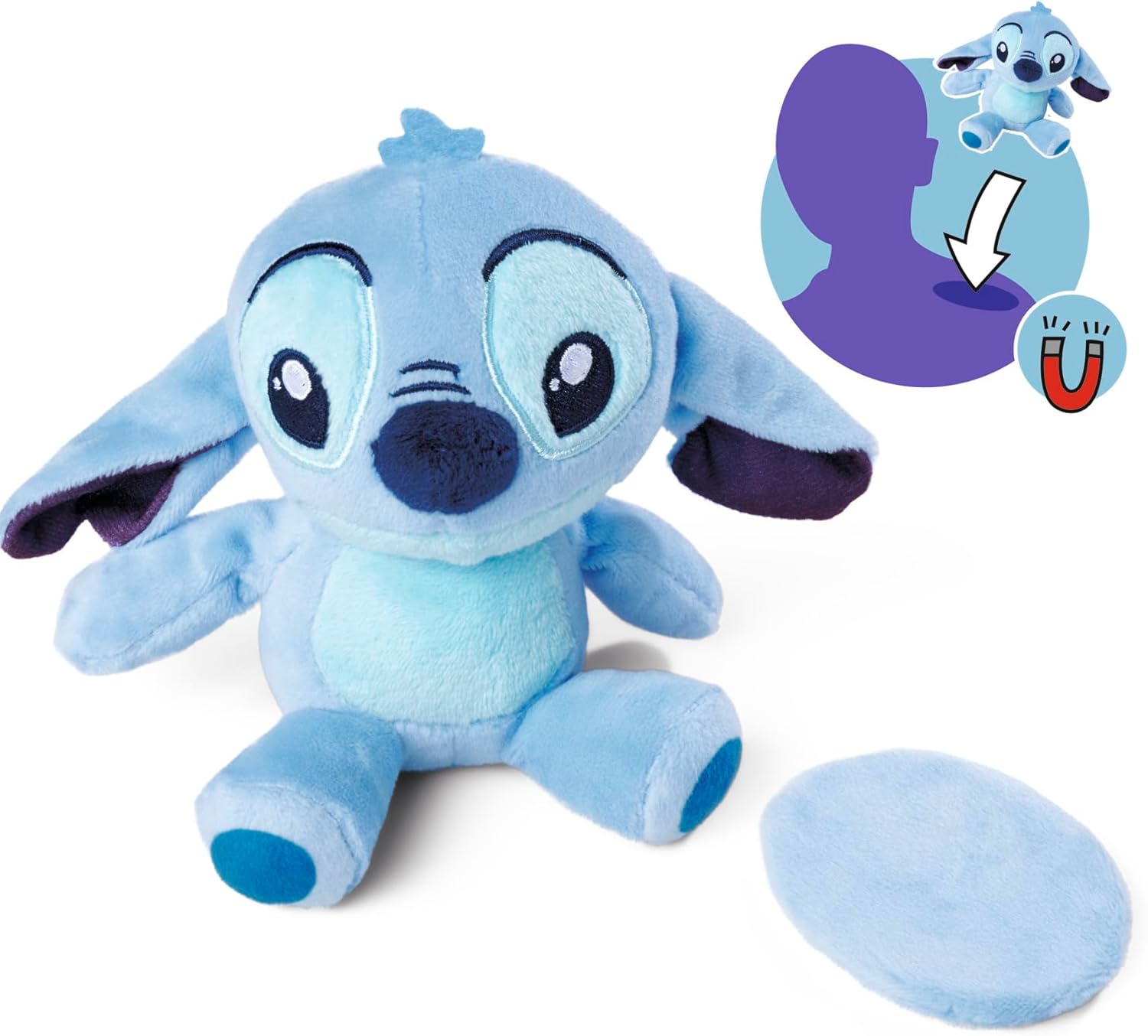 Simba 6315870464 Disney Doudou d'épaule, 12 cm, magnétique, en Peluche, à emporter, Jouet pour Fans et Enfants à partir de 0 Ans