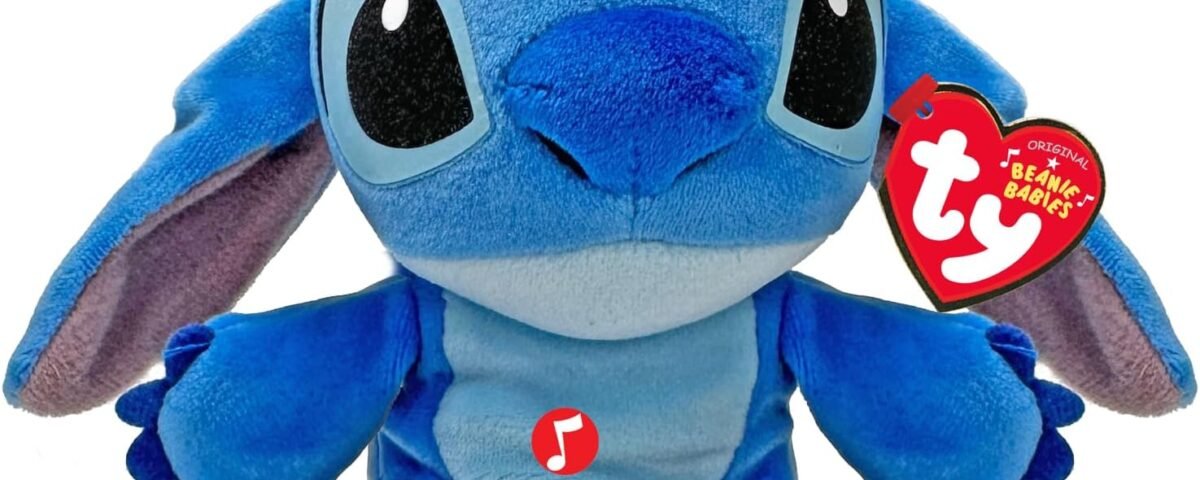 TY - Disney - Peluche Musicale Stitch 22 cm - Doudou Musical - TY44012, Bleu