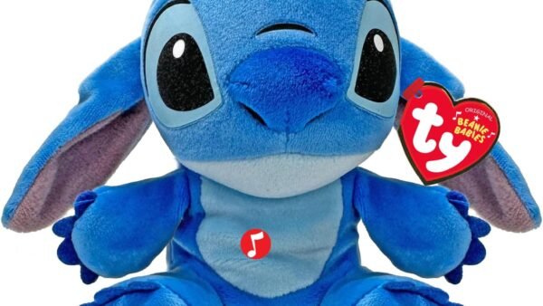 TY - Disney - Peluche Musicale Stitch 22 cm - Doudou Musical - TY44012, Bleu