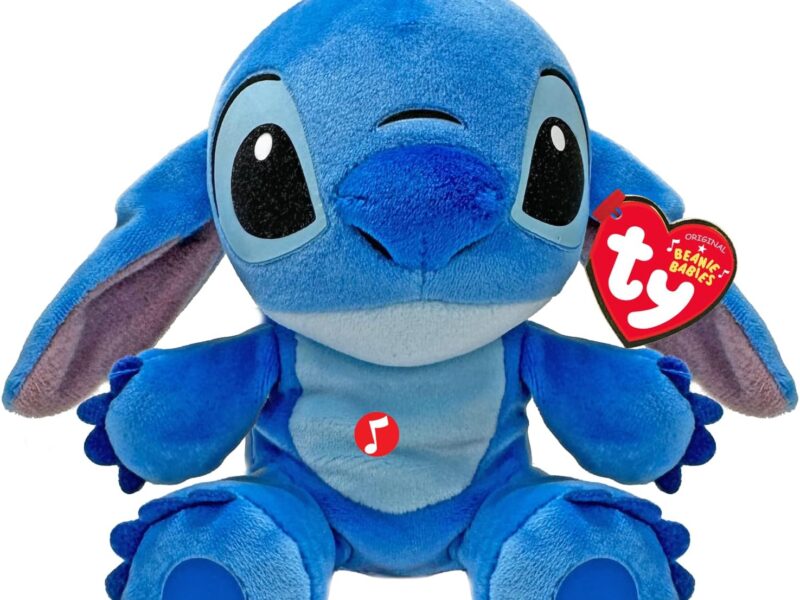 TY - Disney - Peluche Musicale Stitch 22 cm - Doudou Musical - TY44012, Bleu