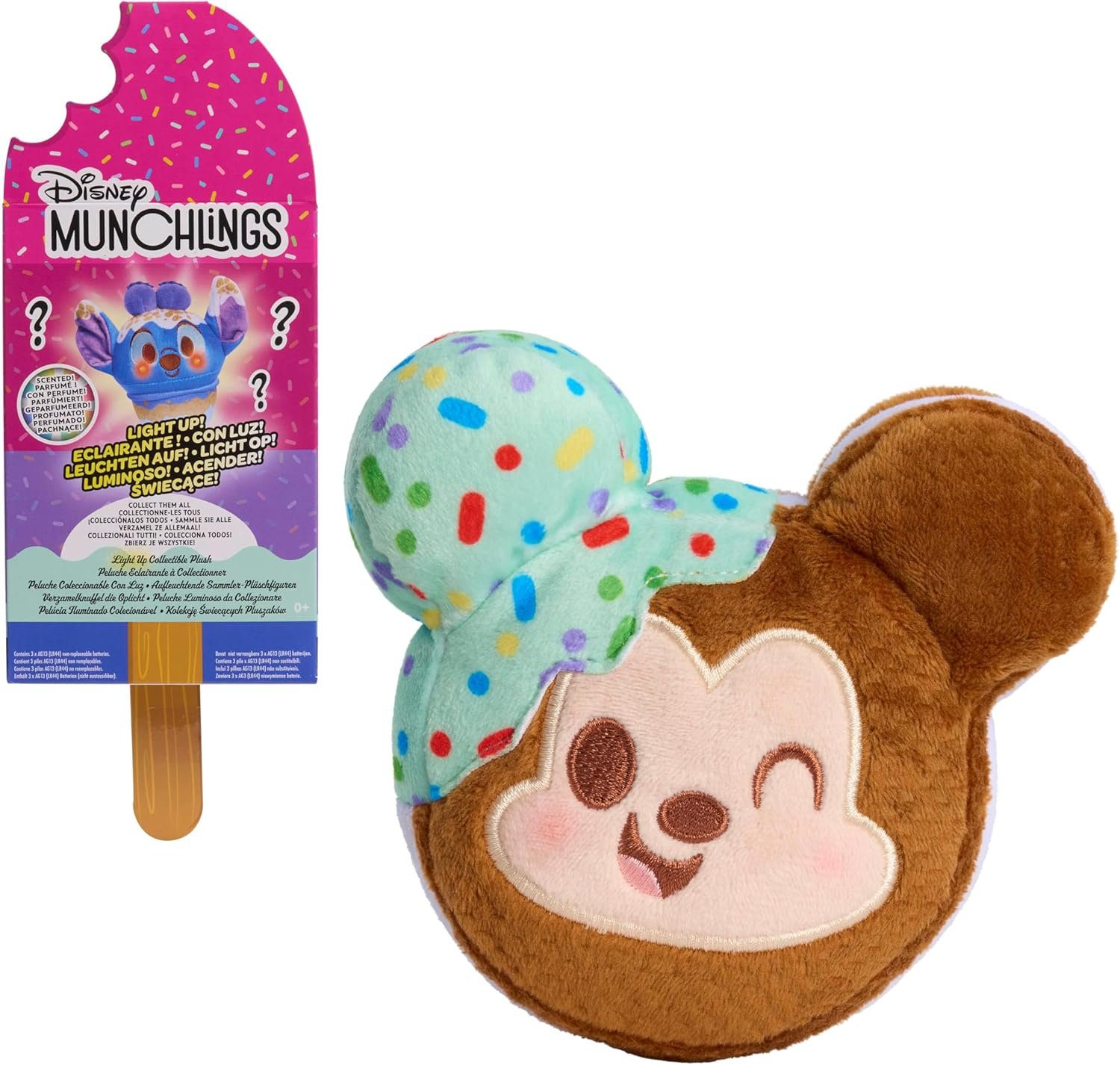 Just Play Peluches parfumées Disney Munchlings à Collectionner avec Effets Lumineux, Animaux en Peluche de 11,4 cm de Haut, Jouets pour Enfants de 0 an et Plus