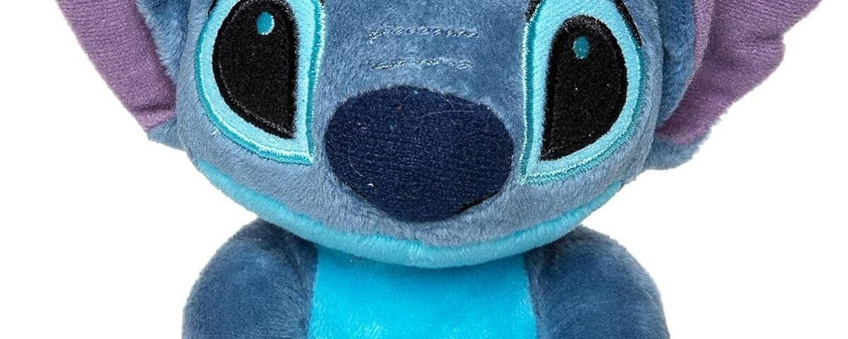 Disney Stitch Plush Mini pouf poire Lilo et Stitch avec grandes oreilles souples et texture pelucheuse, convient à tous les âges et figurines de 0 ans et plus de 15,2 cm