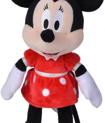 NICOTOY 6315870226 Disney Minnie, 25 cm, Noir, Rouge, Jaune, Peluche, +0m