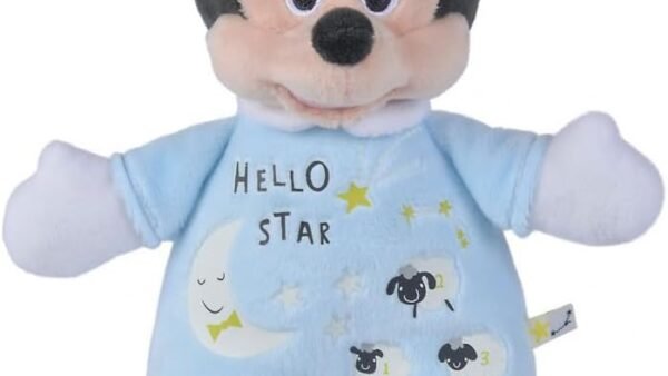 NICOTOY 6315872503 Disney Mickey, Peluche, 25 cm, Pyjama étoilé lumineuxm +0m
